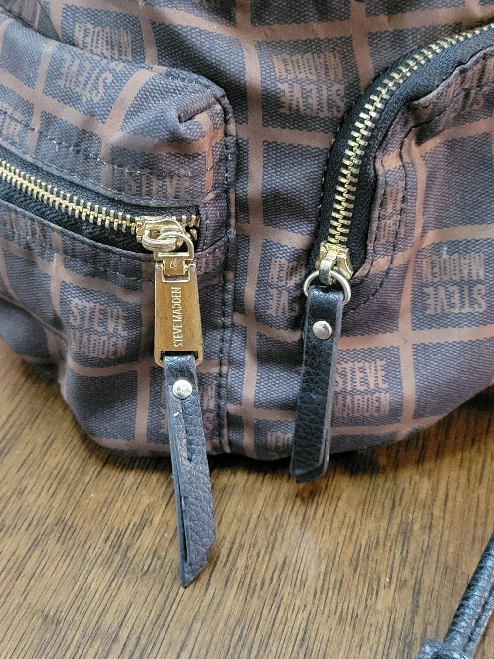Steve Madden Brown Logo Backpack
